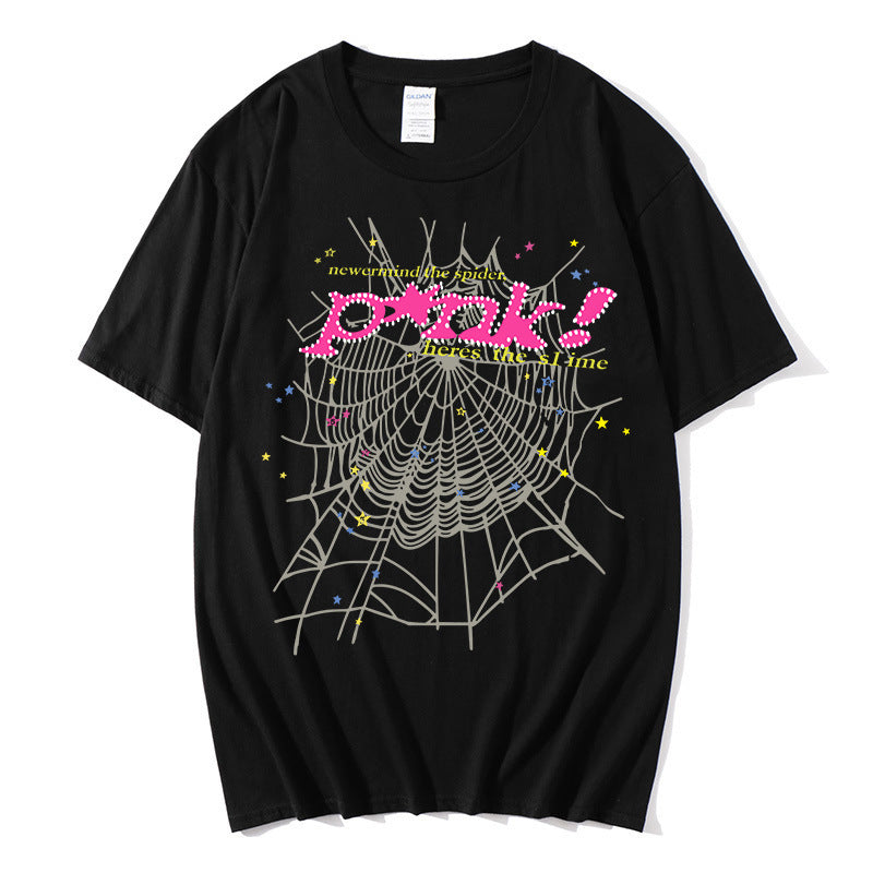 Sp5der T-Shirt Y2K Streetwear Short Sleeve Tops for Men and Women