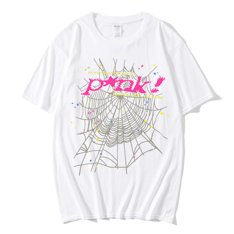 Sp5der T-Shirt Y2K Streetwear Short Sleeve Tops for Men and Women