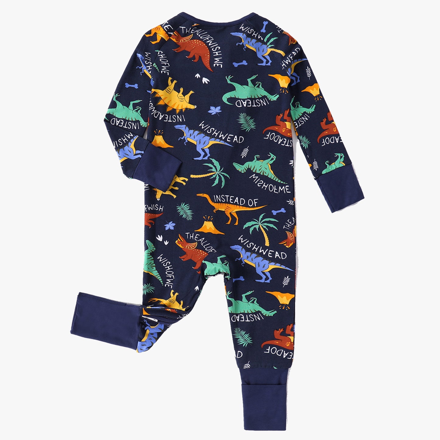 Baby Bamboo Pajamas Convertible Zipper Footie Pajamas Romper Dinosaur Print