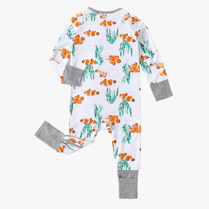 Bamboo Baby Pajamas Convertible Zipper Footie Pajamas Romper Fish Print