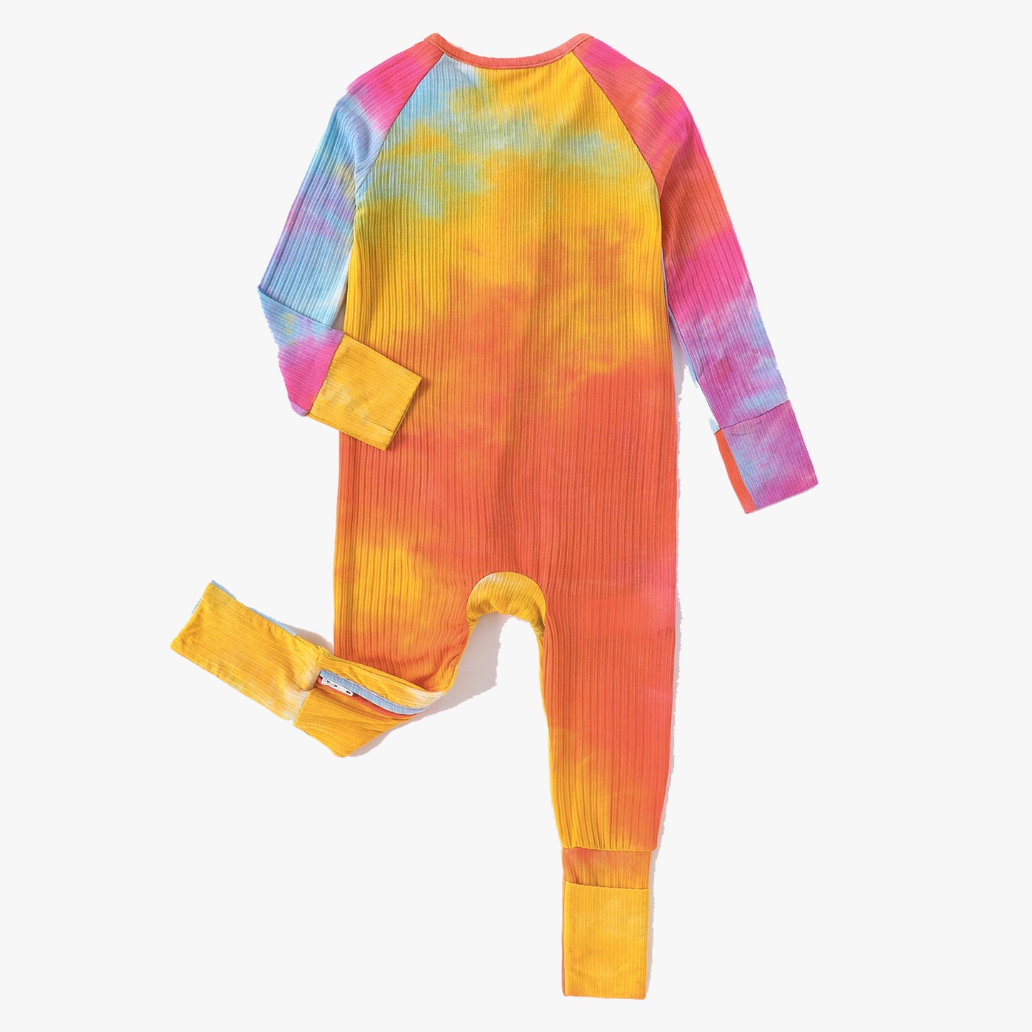 Bamboo Baby Pajamas Convertible Zipper Footie Pajamas Romper Tie-dye