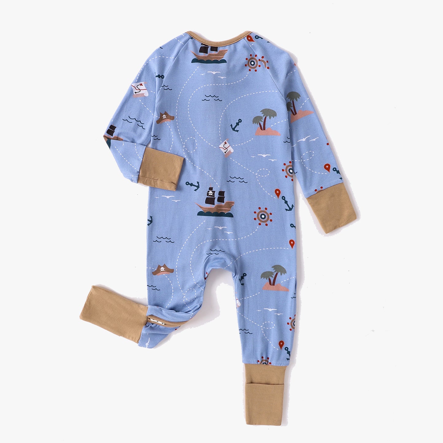 Bamboo Baby Pajamas Convertible Zipper Footie Pajamas Romper Anchor Print