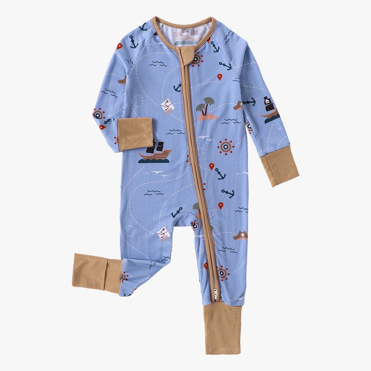 Bamboo Baby Pajamas Convertible Zipper Footie Pajamas Romper Anchor Print