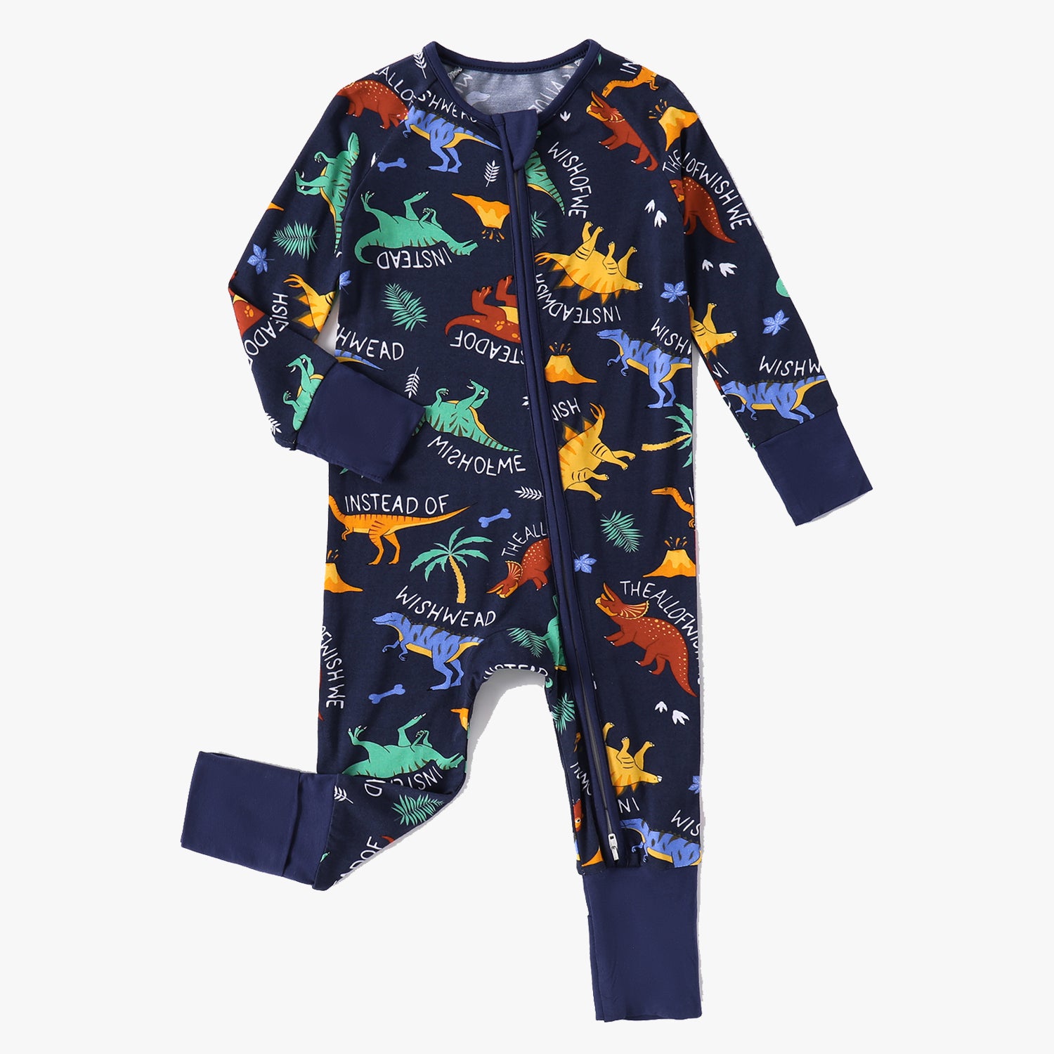 Lenygoods Baby Bamboo Pajamas Convertible Zipper Footie Pajamas Romper Dinosaur Print