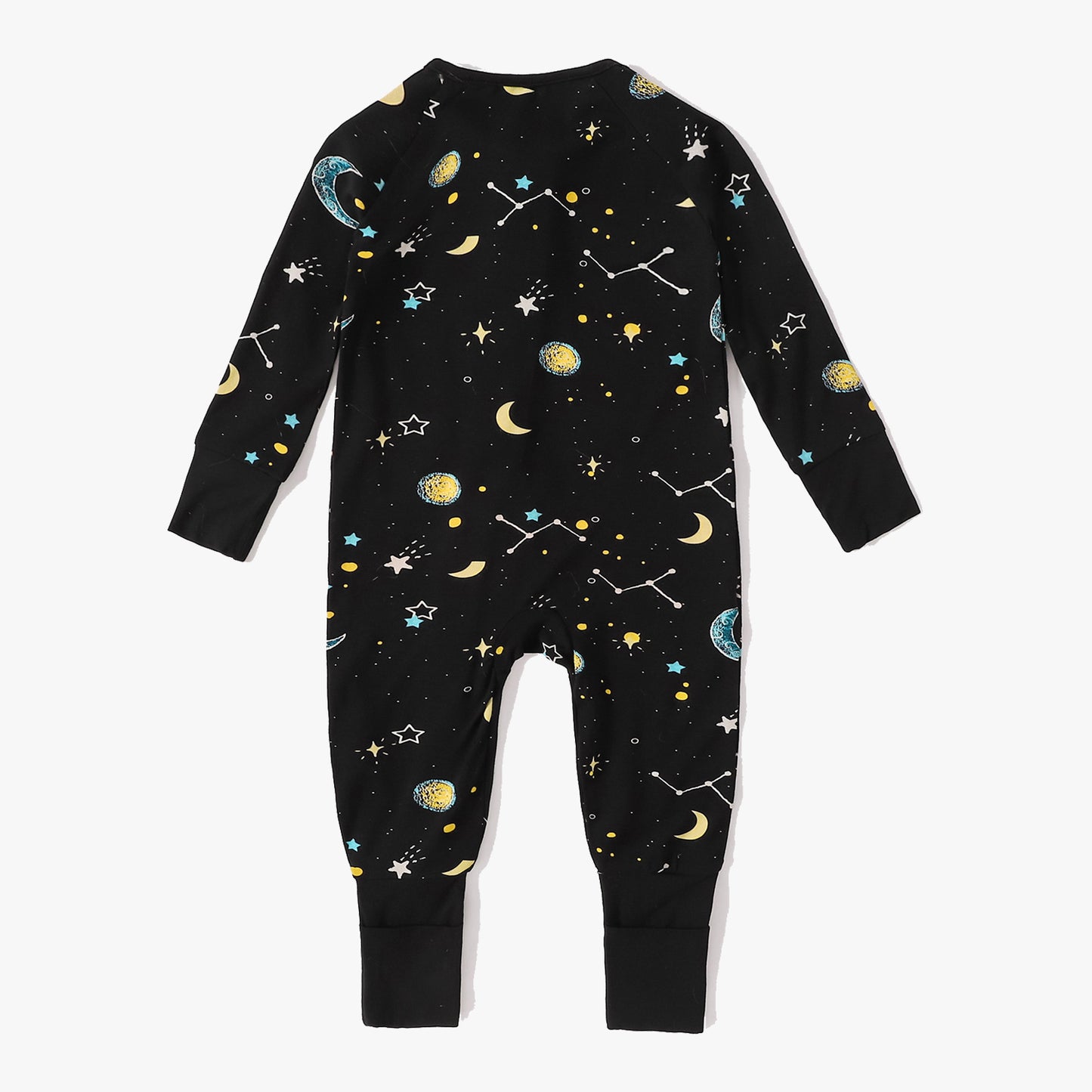 Baby Bamboo Pajamas Convertible Zipper Footie Pajamas Romper Galaxy Print